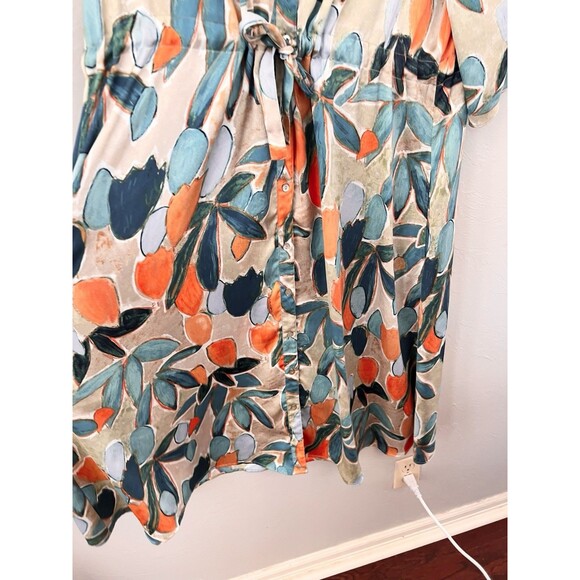 NIC+ZOE Floral Crepe Maxi Dress Size XL Women’s Caftan Pockets Travel $218 Boxy - Picture 9 of 11